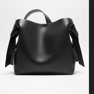 Acne studios midi musubi knotted black leather tote.